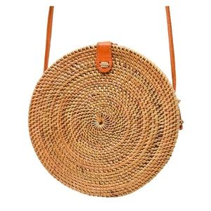 Poppy + Sage Camilla Bag- Black Stripe- Rattan Crossbody
